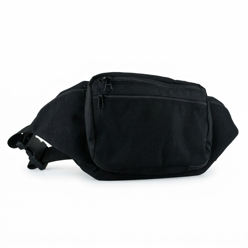Foto prodotto del marsupio in Cordura su sfondo bianco, vista frontale